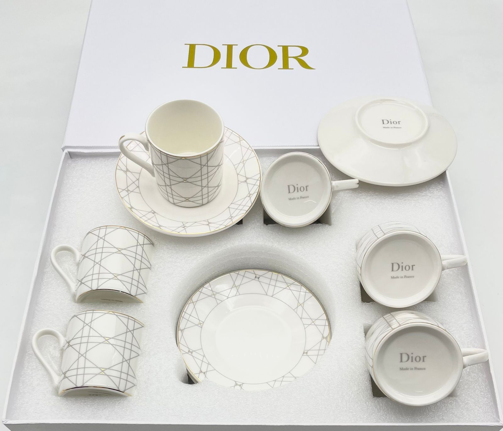 Dior Turkish coffee set of six white cups